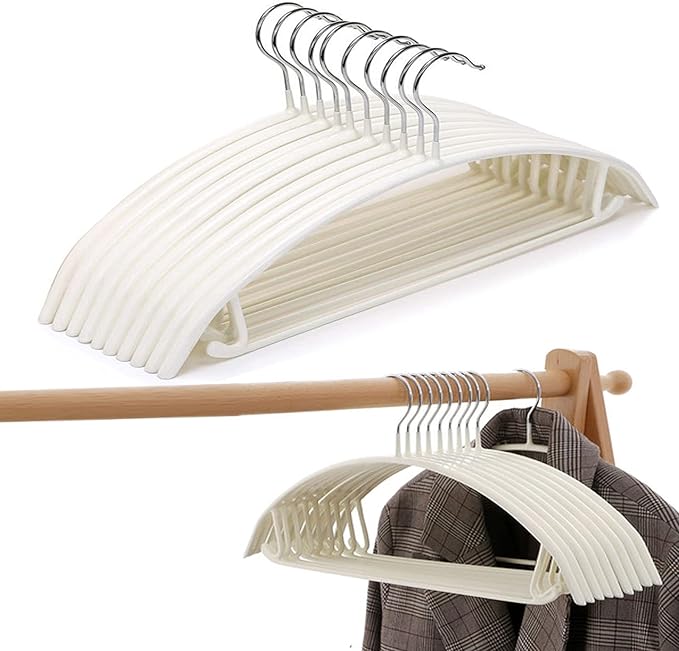 Contour Metal No Bumps Hanger - Suit, Coat & Sweater Hanger (Pack of 20, White)
