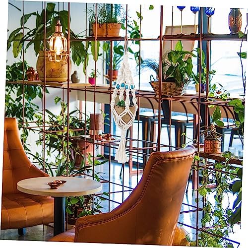 BESPORTBLE 3pcs Hanging Flower Pot Basket Macrame Shelf Hanger Plants DIY Plant Hanger Indoor Hanging Plant Pot Indoor Hanging Planter Home Decor Pendant White Flowerpot Cotton