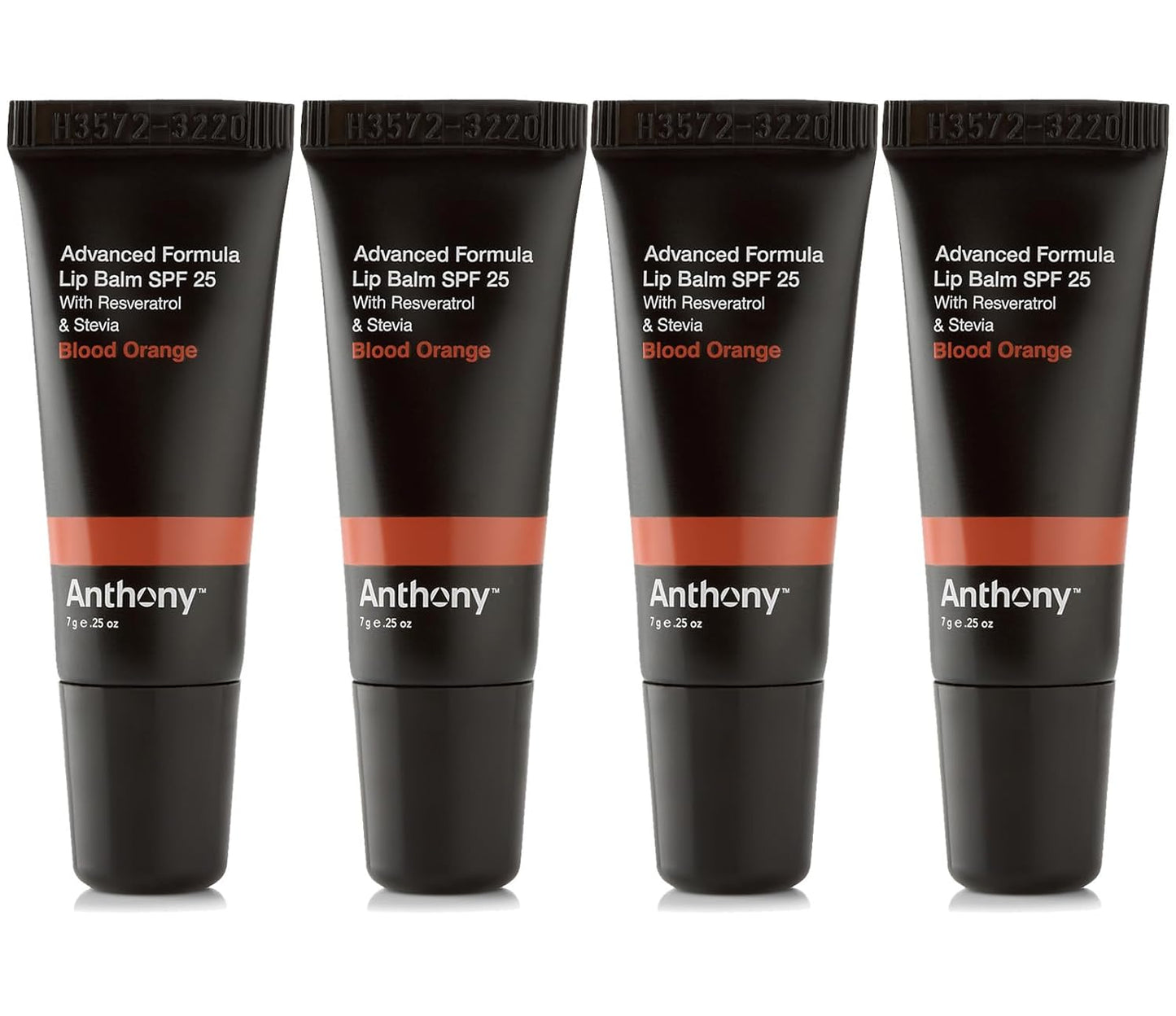 Anthony 25 SPF Lip Balm with Sunscreen for Lips â Contains Green Tea Extract, Shea Butter & Vitamin E â Moisturizing Repair Care Treatment for Chapped & Dry Lips - Blood Orange Flavor - 4 Pack