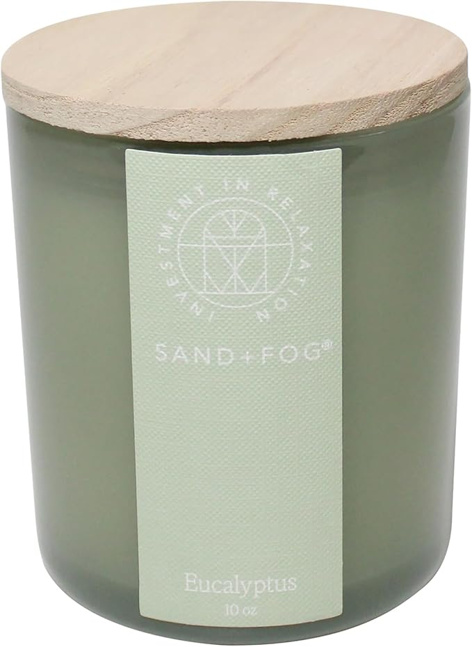 Sand + Fog Scented Candle - Eucalyptus â Additional Scents and Sizes â 100% Cotton Lead-Free Wick - Luxury Air Freshening Jar Candles - Perfect Home Decor â 10oz