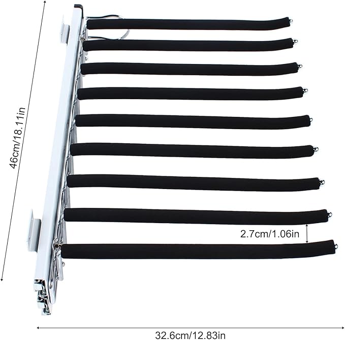 Pull Out Clothes Hanger Trousers Rack Pants Rack Stand Extending Rail Wardrobe Storage Organiser Tie Scarf Rack Pull Out Pants Rack for Closet Wardrobe
