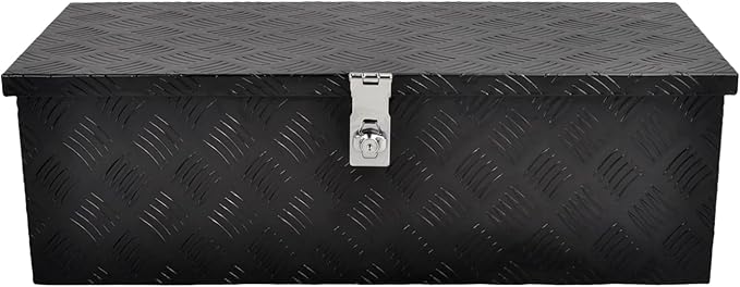 30''Inch Aluminum Truck Tool Box Truck Bed Toolbox Truck Trailer Chest Box Underbody Storage Organizer Waterproof Square Storage Organizer w/Side Handle Lock & Keys Black(â30" Lx13 Wx10 H)