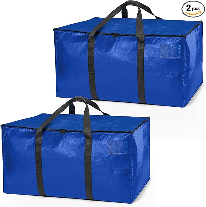 ClearSpace Heavy Duty Moving Bags or Storage Bag â Large Moving Boxes with Backpack Straps, Zippers & Handles â Perfect for Moving, College Dorm, Traveling, Camping, Christmas Decorations, 2 Pack