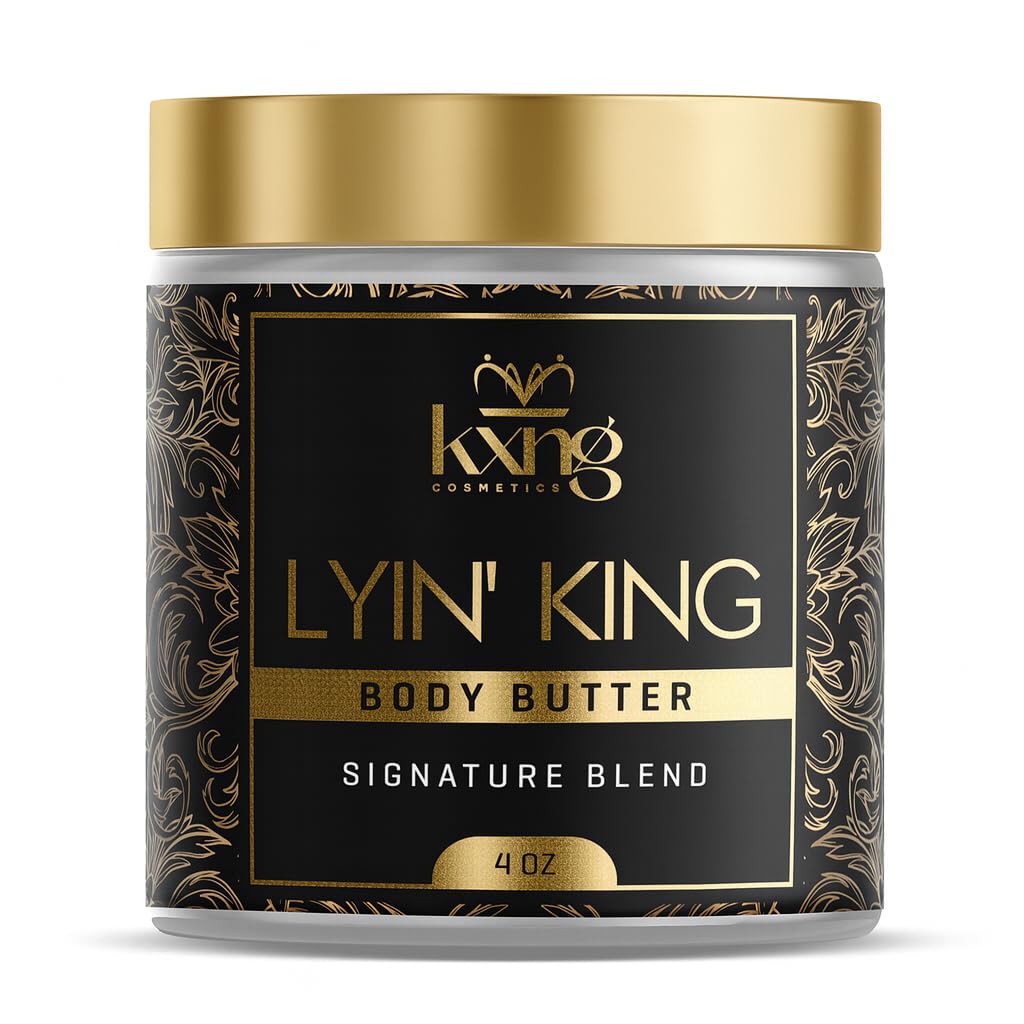 KXNG Cosmetics, Body Butter, Organic Skin Care for Men and Women, Body Moisturizer Lotions and Creams, Raw Shea Butter, Cocoa Butter, Mango, Coconut Oil, Hand, Foot, All Skin Types (Lyinâ King)