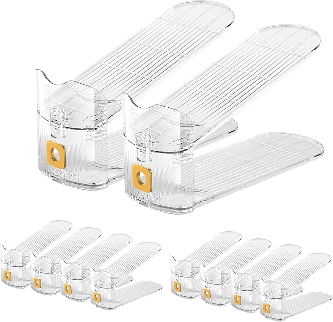 CiBiZi Clear Shoe Slots Organizers 10Pack Shoe Stacker Organizer for Closet Shoe Stackers for a Pair of Shoes Shoe Display Shelf Shoe Rack Holders Space Saver Organizador de Zapatos (Clear)