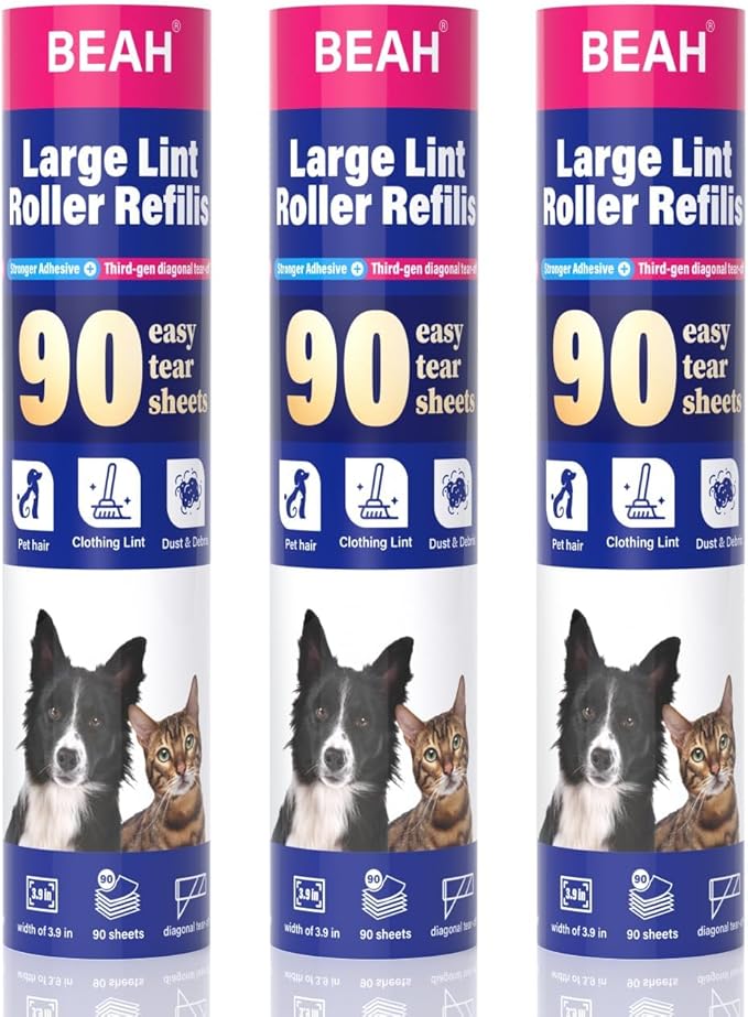 9.45 Inch Extra Sticky Lint Roller Refills 3 Pack (270 Sheets) âCompatible with 9.45 Inch Lint Rollers Pet Hair and Lint Cleaning on Furniture, Carpets, and Clothes