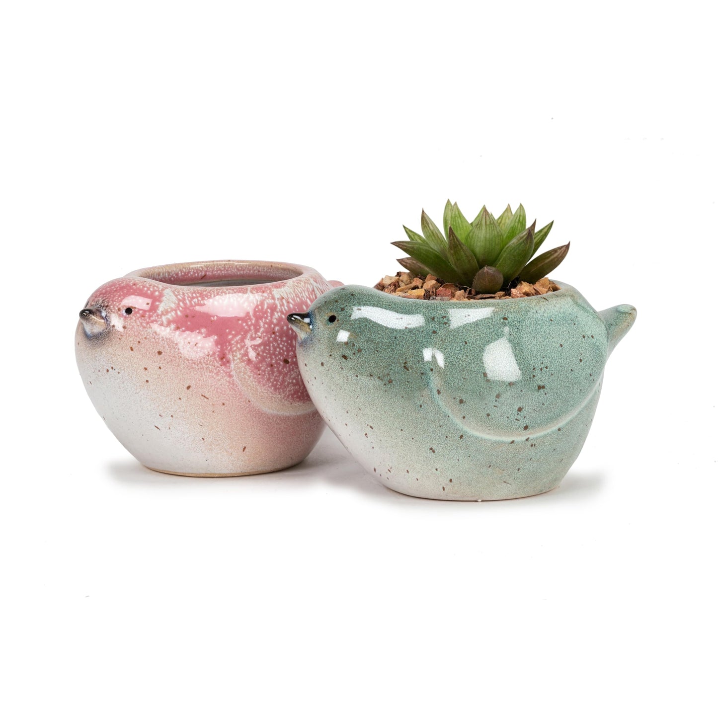 Abbott Collection Stoneware Bird Planter - Pink, Small (3" H)"