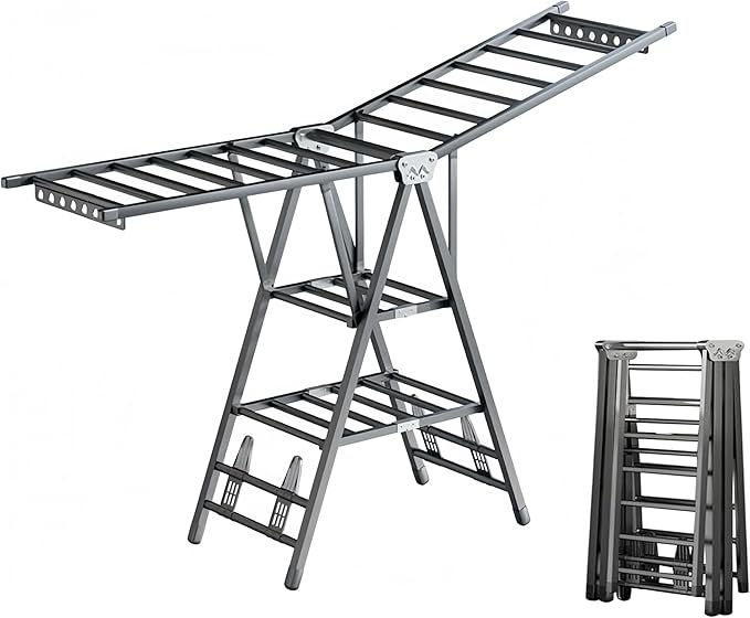 Heavy Duty Clothes Drying Rack Foldable â71" Extra Large Clothes Airer Drying Rack, Extra-ThickMetal Laundry Dryer Stand with Wheels, Free-Standing Design Indoor & Outdoor Use, 71inchx17.7inch