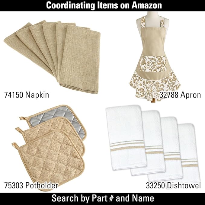 DII Cleaning Collection Soft Highly Absorbent Microfiber, Dishcloth Set, 12x12, Taupe, 6 Piece