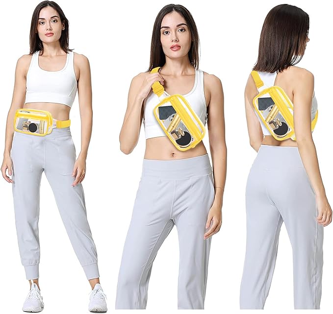 VOROLO Fanny Pack For Women And Men Crossbody Bag Belt Bag with Adjustable Strap Graduation Gifts Clear Yellow