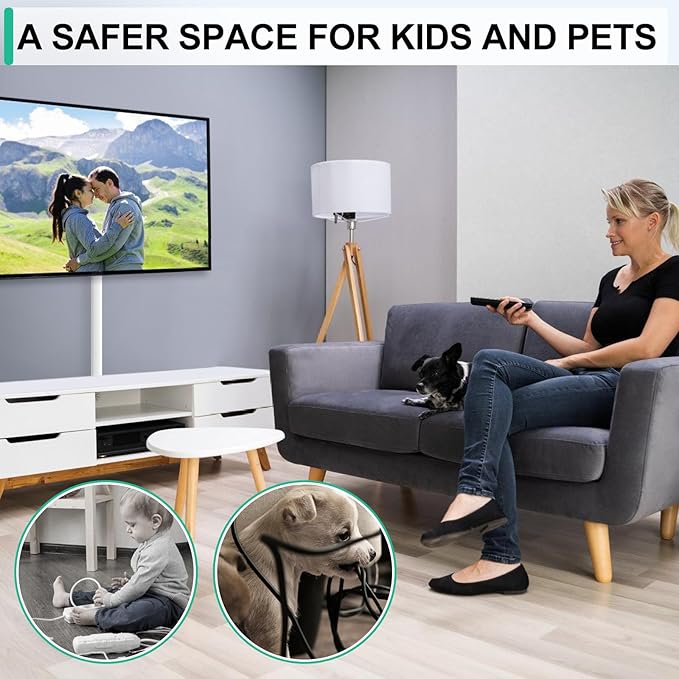 Rindion Cord Hider, 85.2in TV Cable Hider, Cord Covers for Wires on Wall, Self-Adhesive Wire Hider for TV on Wall Cable Management, 6 x L14.2 x W0.94x H0.55in - White