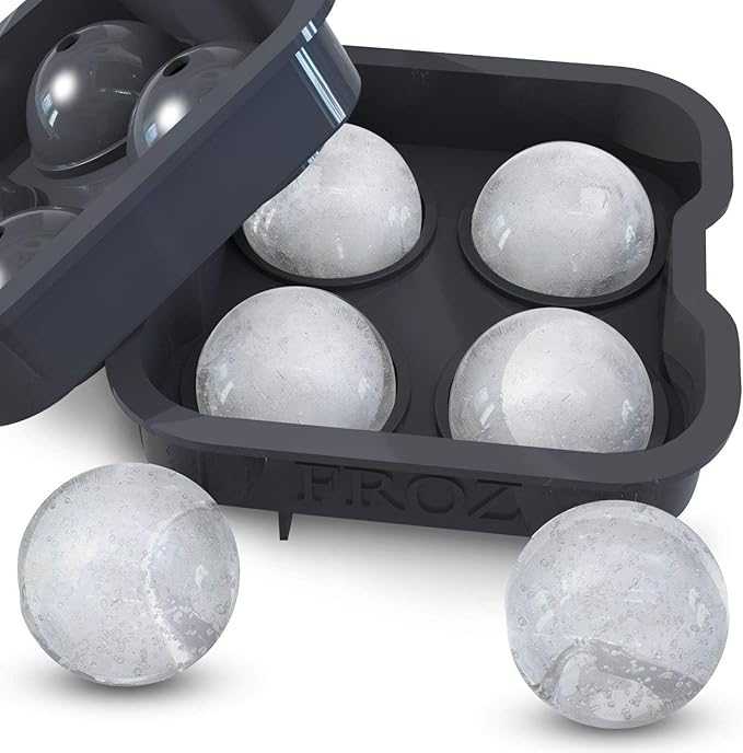 Housewares Solutions Froz Ice Ball Maker â Novelty Food-Grade Silicone Ice Mold Tray With 4 X 4.5cm Ball Capacity
