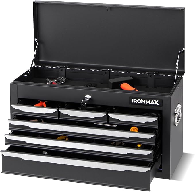 IRONMAX Portable Tool Box, 6 Drawers 24ââ Lockable Tool Storage Organizer Toolbox with Ball-Bearing Slides & Liner, Metal Tool Chest for Warehouse, Garage, Workshop, Household