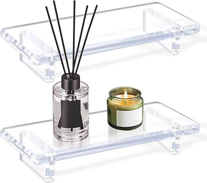 2-Pack Clear Acrylic Bathroom Vanity Tray â Multi-Purpose Waterproof Sink & Countertop Organizer, Soap/Sponge/Brush Holder, Plant & Candle Display Riser, Stain-Proof Compact Tray 8.6"Ã3.6"Ã1.5"