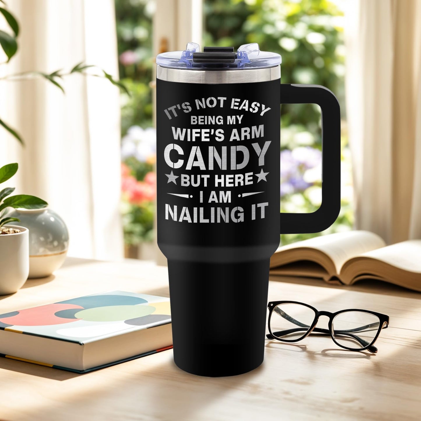 DUUV Gifts for Husband from Wife, Husband Tumbler with Handle 40 Oz, Christmas Thanksgiving Wedding Anniversary Appreciation Birthday Gifts for Husbands Men Him, 1PCS