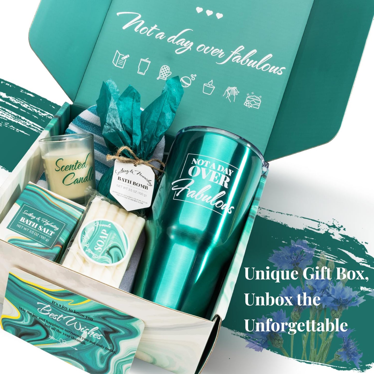 Bath Sets for Women Gift BODY & EARTH Gift Baskets for Women 8pcs Womens Christmas Gifts for Tumbler with Straw Birthday Gifts Mothers Day Gifts for Mom