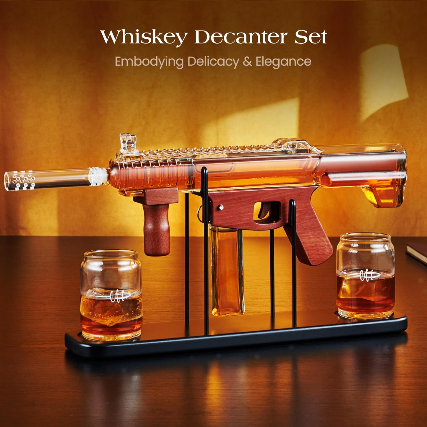 Gifts for Men Dad, Kollea Gun Whiskey Decanter Set-Limited Edition, Liquor Decanter with Bullet Shot Glass, Cool Anniversary Birthday Gifts for Him Husband, Military Present for Home Bar Drinking