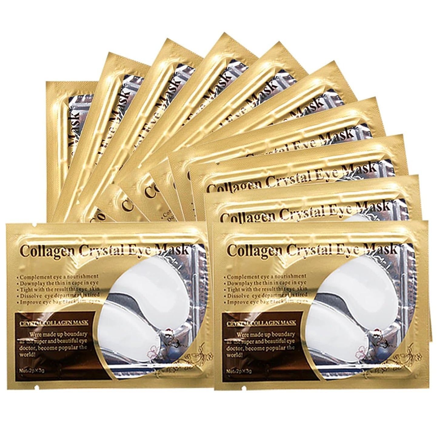 White Collagen Eye Mask, 30 Pairs Crystal Gold Under Eye Patches For Puffy Eyes and Dark Circles â Look Less Tired and Reduce Wrinkles and Fine Lines (White)