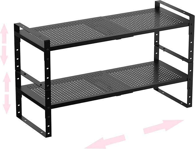 Multi-Functional Metal Shoe Rack, Space-Saving, Perfect for Entryway, Closet, Bathroom, etc. - Sturdy and Durable, High Weight Capacityï¼2PACKS/Black/Large