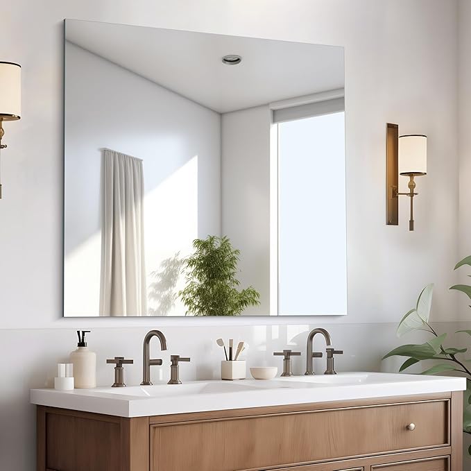 CILIBER Frameless Wall Mirror, 36x36 inch Square Bathroom Mirrors for Wall, Upgraded Shatterproof Vanity Mirror Over Sink with Polished Edge for Bathroom,Bedroom,Living Room and Entryway
