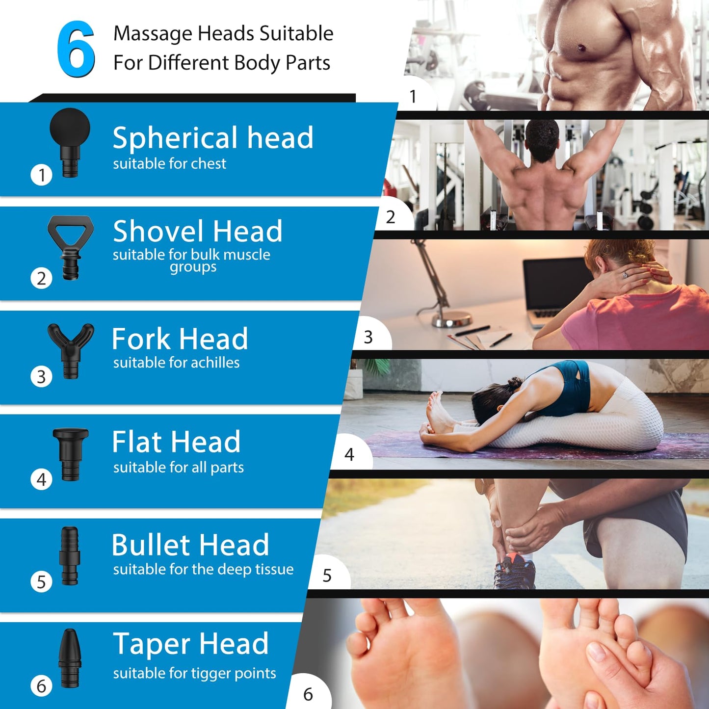 Xllent Massage Gun Deep Tissue,Birthday Gifts for Men Women,Gifts for Boyfriend Girlfriend - Neck Back Massager for Pain Relief Deep Tissue with 6 Heads & 5 Speeds,Prime Today 2025(Grey)