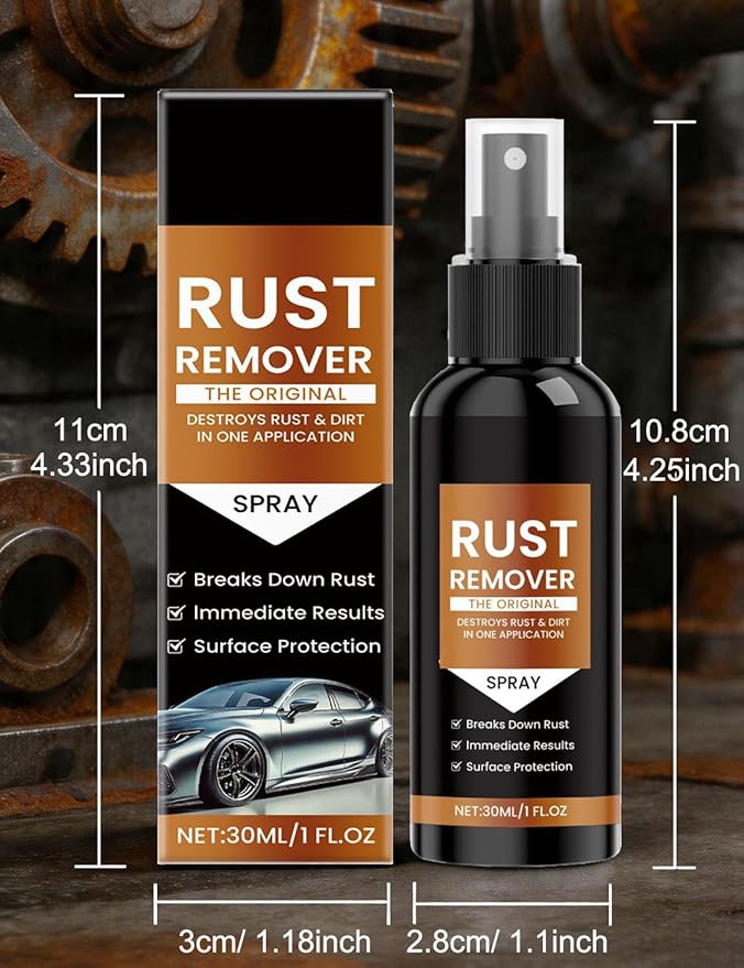 Upgrade Rust Remover Spray for Metal, with Cleaning Cloth and Sponge, Multi-Surface Heavy Duty Metal Cleaner for Vehicles, Tools, Chains, Iron Out Rust Stain Remover,With Cleaning Cloth and Sponge
