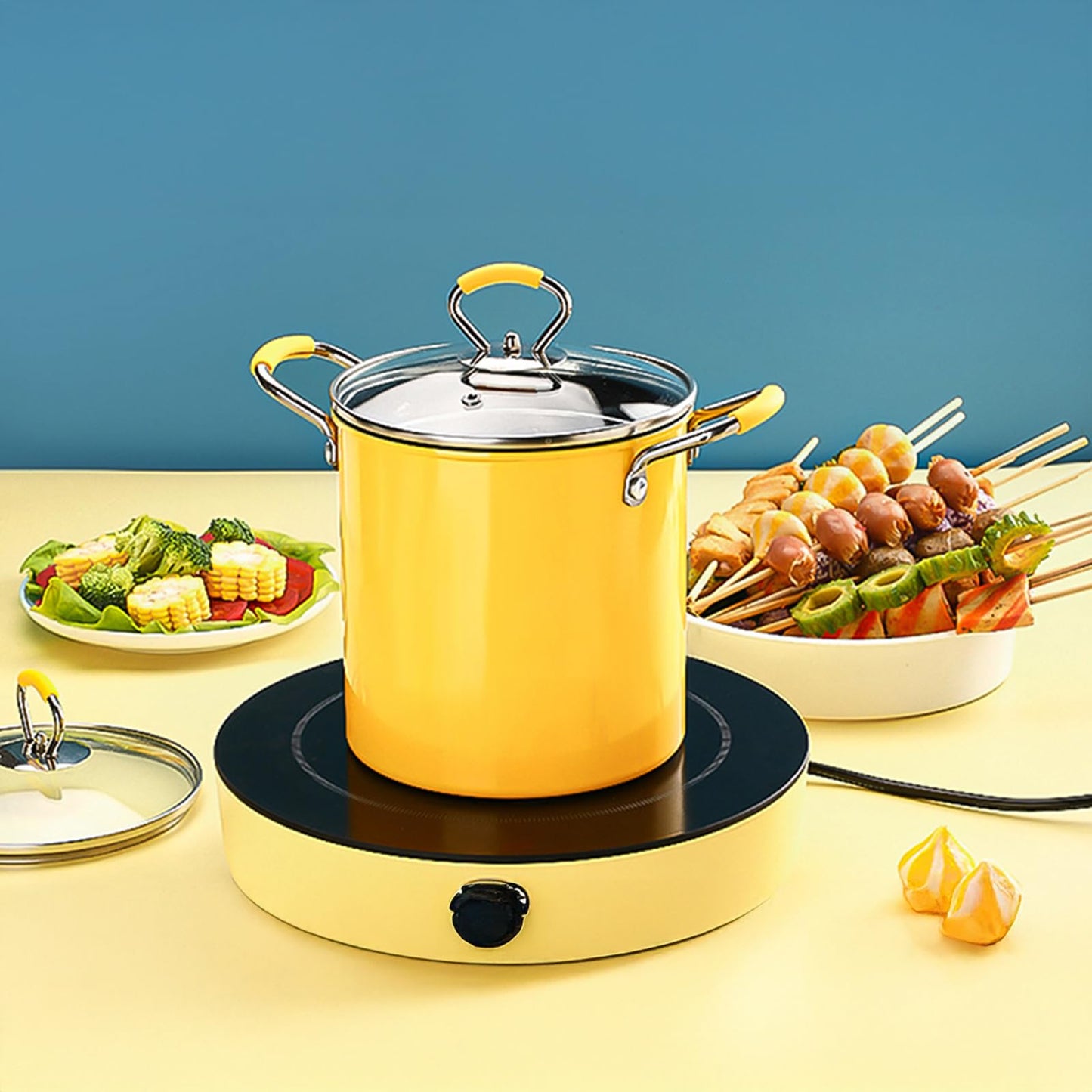 PARACITY Small Deep Fryer Pot with basket, Mini Deep Oil Fryer with Anti-scalding Silicone Handle, 304 Stainless Steel Gadgets for Home, Tempura Chips, Fries, Fish, and Chicken(3.2QT/3L)