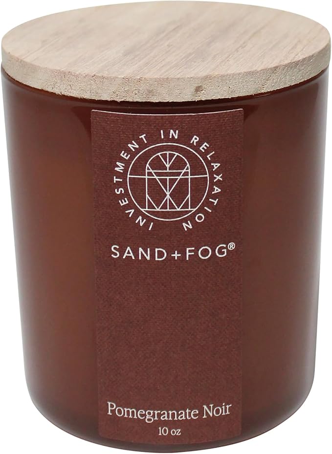 Sand + Fog Scented Candle - Pomegranite Noir â Additional Scents and Sizes â 100% Cotton Lead-Free Wick - Luxury Air Freshening Jar Candles - Perfect Home Decor â 10oz