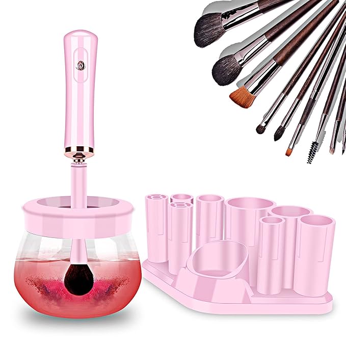 Makeup Brush Cleaner Dryer, Neeyer Super-Fast Electric Brush Cleaner Machine Automatic Brush Cleaner Spinner Pink colorâ¦