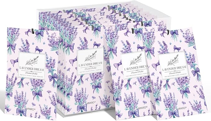 MYARO 20 Packs Fresh Lavender Scent Air Freshener for Drawer and Closet Long Lasting Sachets Bags Drawer Odor Deodorizers Home Car Fragrance
