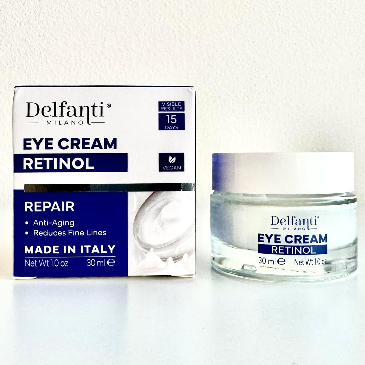 Delfanti-Milano ⢠RETINOL REPAIR EYE CREAM ⢠Anti Aging ⢠Reduces Fine Lines ⢠Fast Result ⢠Vegan ⢠Made in Italy