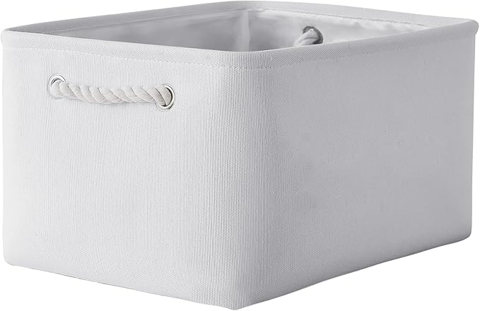 TheWarmHome Fabric Storage Bin, Large 1 Pack 15.7L*11.8W*8.3H Storage Basket for Home Storage and Organization, Shelf Basket with Cover for Living Room Bedroom Closetï¼White