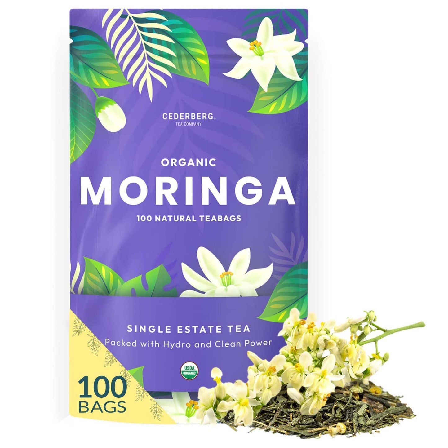 Organic Moringa Herbal Tea â 100 Tea Bags | Eco-Friendly Tea Bags | Non-GMO Caffeine Free Tea With Zero Sugar | Cederberg Tea Company.