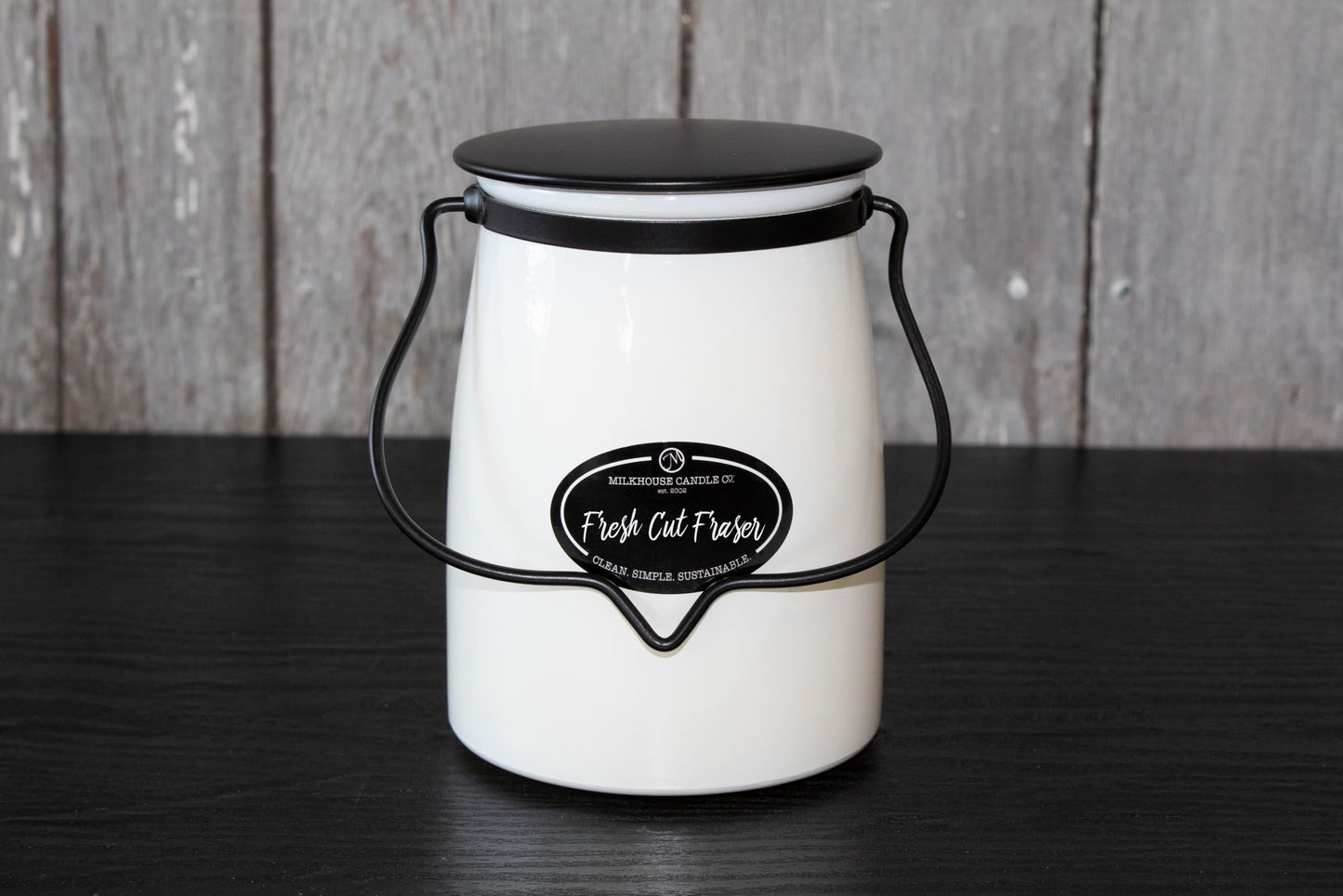 Milkhouse Candle Company Fresh Cut Fraser Soy Candle - Fraser Fir | Juniper & Sandalwood | Citrus Scented - 22 oz Butter Jar with Lid, 120+ Hour Burn Time, Made in the USA