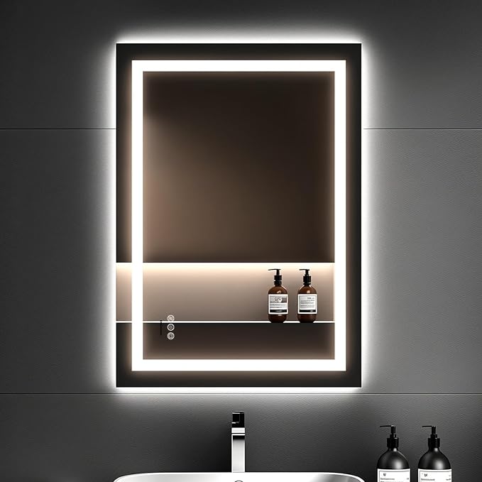 36x24 LED Bathroom Mirror with Lights â Anti-Fog, Dimmable, Backlit & Front Lit Lighted Vanity Mirror for Wall â Smart Bathroom Mirror with Memory Function, Shatterproof Tempered Glass