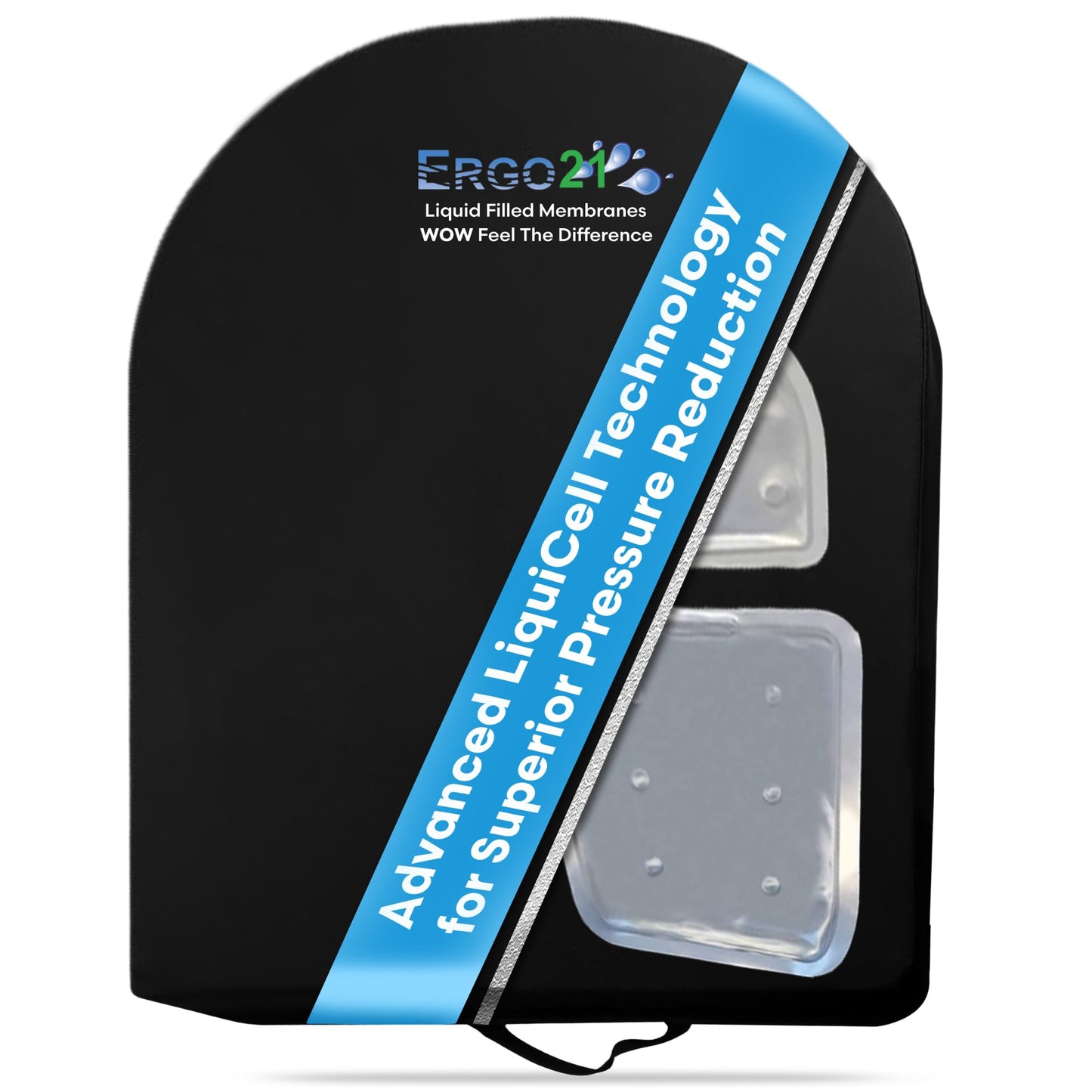 ERGO21 Lumbar Support Pillow for Office Chair, Car, Driving Seat, Auto, Lower Back Pain | Great Back Support with Liquid Filled Membranes | Small Size, (18" W x 18âx 1.5â)