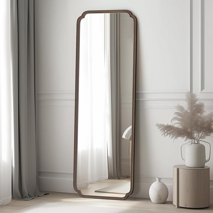 WallBeyond Full Length Mirror Wall Mounted 71"x24", Rustic Wooden Frame Floor Mirror, Large Full Body Mirror for Bedroom, Leaning or Hanging Against Wall (Walnut Solid Wood)