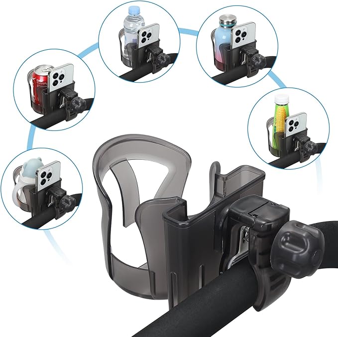 Accmor 2-in-1 Walker Cup Holder with Phone Holder, Wheelchair Cup Holder, Rollator Cup Holder, Cup Phone Holder for Walker, Wheelchair, Rollator, Mobility Scooter