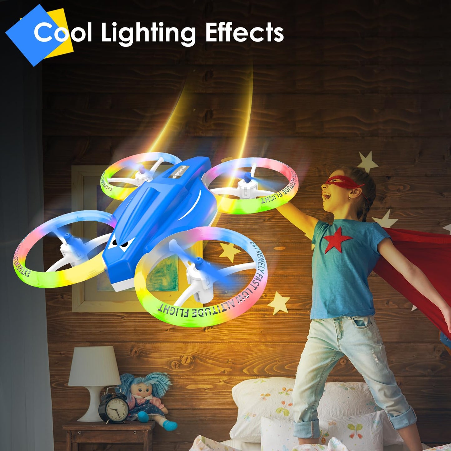 Lisoco Drone, Mini Drone for Kid and Beginner with Led Light, Small Indoor Rc Drone with 360 Flip, 2 Batteries, One Key Take Off Landing, Kids Flying Toy Gift for Boy and Girl(Dark Blue)