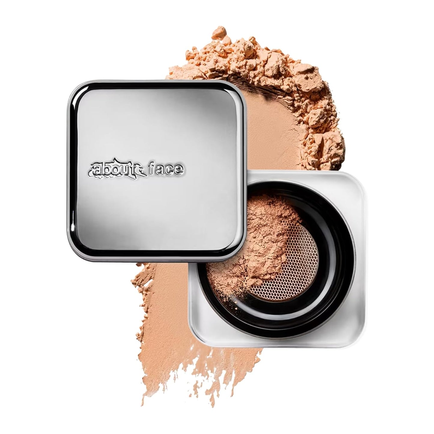 about-face Curtain Call Set & Smooth Loose Powder Draped â Lightweight, Oil-Absorbing Setting Powder with Rice Starch & Corn-Based Talc Alternative â Vegan, Cruelty-Free â 0.35oz (Medium)