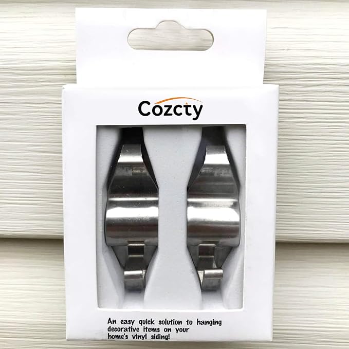 Cozcty 12 Pack Siding Hooks, Stainless Steel Siding Clips for String Lights, Hold Up to 18Lbs, No Damage Outdoor Hooks to Hang Things for Holiday Home Decorations