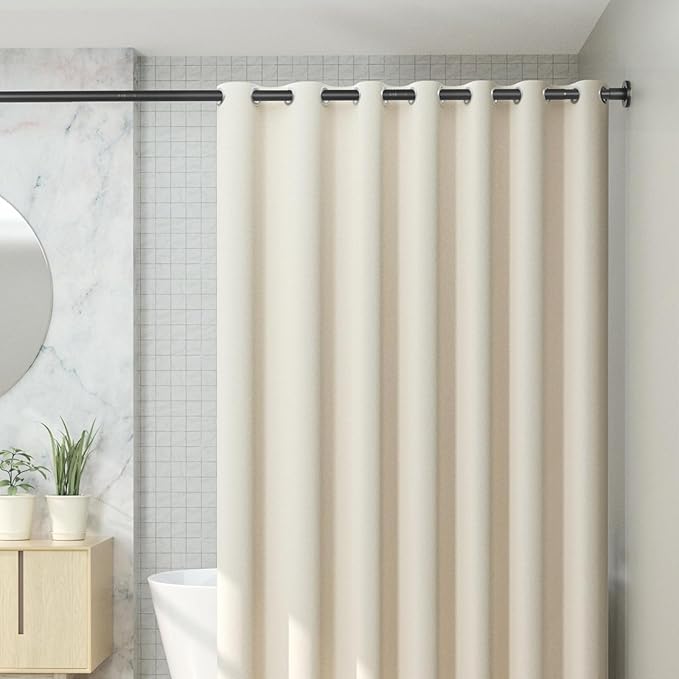 CorkLatta Black Shower Curtain Rod 31 to 104 Inch,1 Inch Diameter Adjustable Spring Tension Curtain Rod No Drilling Stainless Steel Telescoping Rod,No Rust
