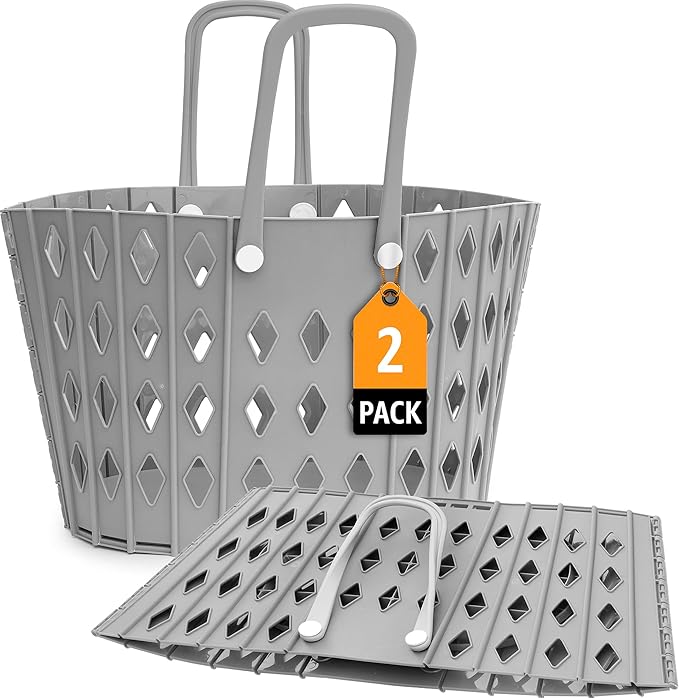 Collapsible Laundry Baskets â Durable Foldable Laundry Hamper for Room Organization, Dirty Clothes Hamper, Basket for Blankets, and Laundry Room Storage â Gray Laundry Basket Set - 2 pack, 45L