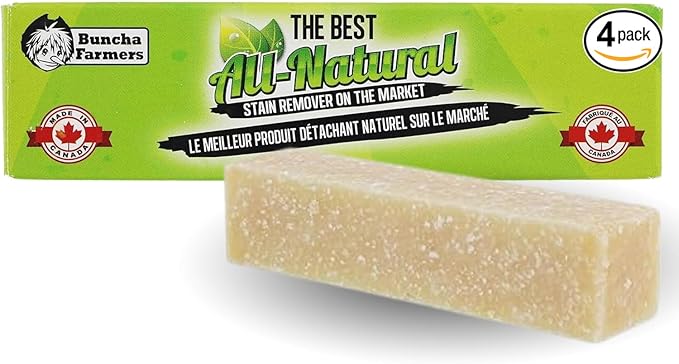 BunchaFarmers Stain Remover Stick â All Natural, Biodegradable, Eco-Friendly â Made in Canada â 4 Pack (1.76 oz Each)