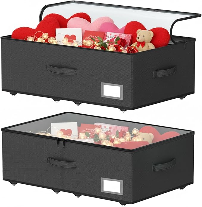 Underbed Storage Bins With Wheels, No Assemble Required 10 inches Height Large Capacity Rolling Underbed Shoe Storage Containersï¼Dorm Underbed Storage Drawers