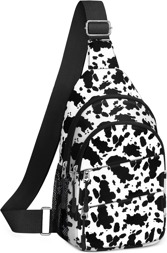 Tuwubi Crossbody Bags for Women, Sling Bag for Men, Small Hiking Backpack Anti Theft Lightweight for Outdoors Travel ï¼L, Cow Printï¼