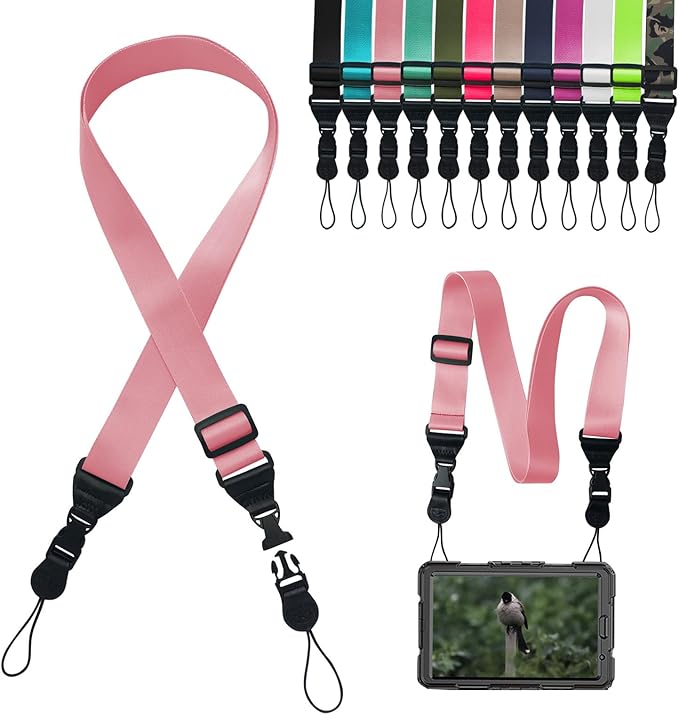 Adjustable Camera Strap Neck:Comfortable iPad Strap Nylon Neck Lanyard for iPad/Samsung Tablet Case,Camera Binocular Crossbody Laptop Luggage Bag(Light Pink)