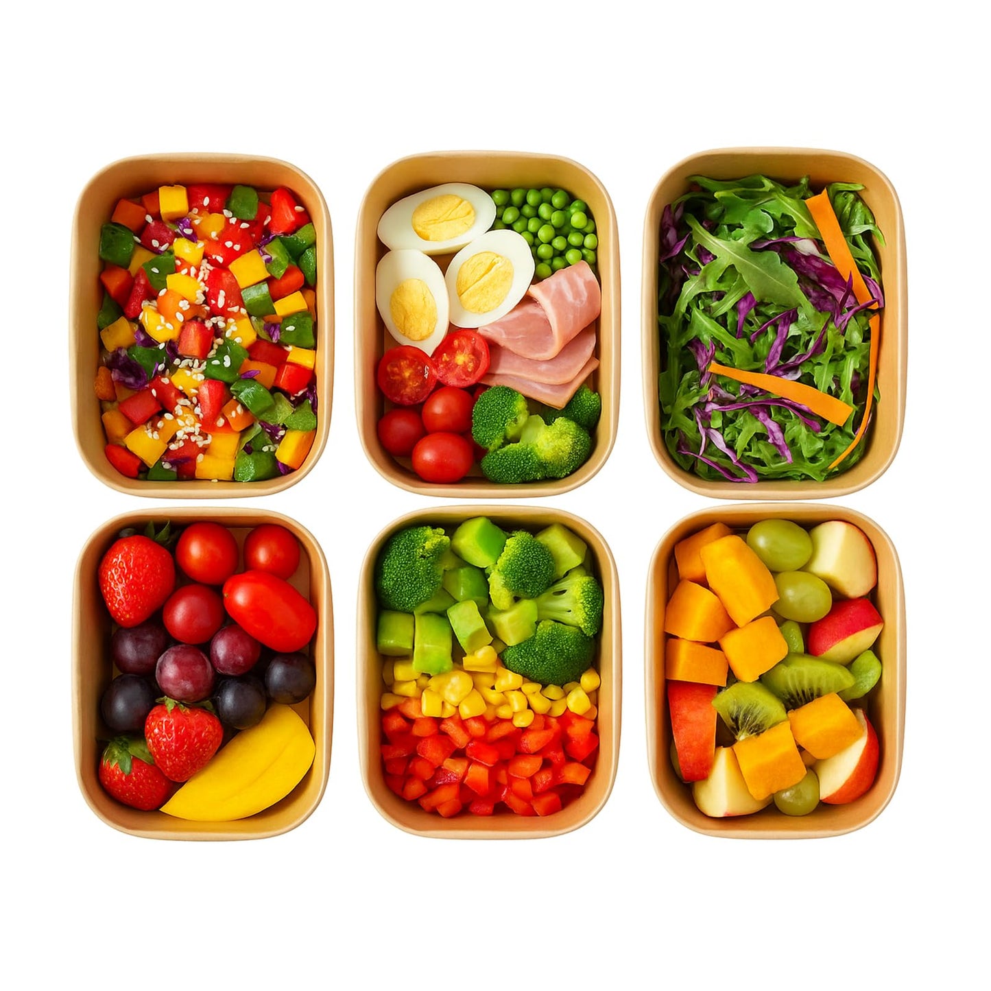 AQYIIH 25 oz 50-Pack Disposable Paper Meal Prep Containers with Lids â Square Paper Salad Bowls for Takeout, Freezer & Microwave Safe