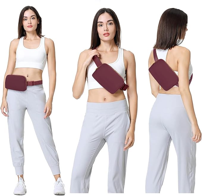 VOROLO Fanny Pack For Women And Men Crossbody Bag Belt Bag with Adjustable Strap Valentines Day Graduation Gifts Wine Red