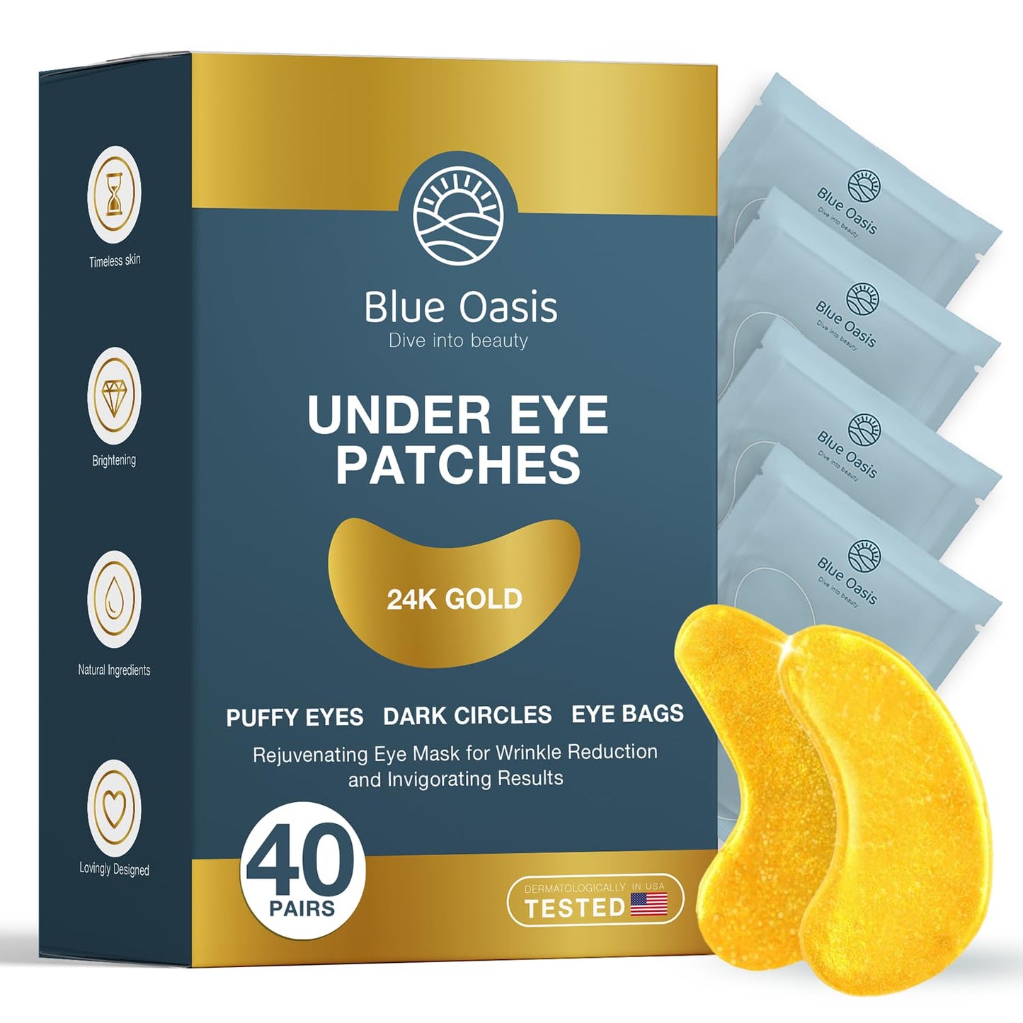 Under Eye Patches for Puffy Eyes and Dark Circles â 24k Gold Under Eye Mask Patches for Puffiness, Beauty & Personal Care Products â Under Eye Masks 40 Pairs Gold Under Eye Patches for Puffy Eyes